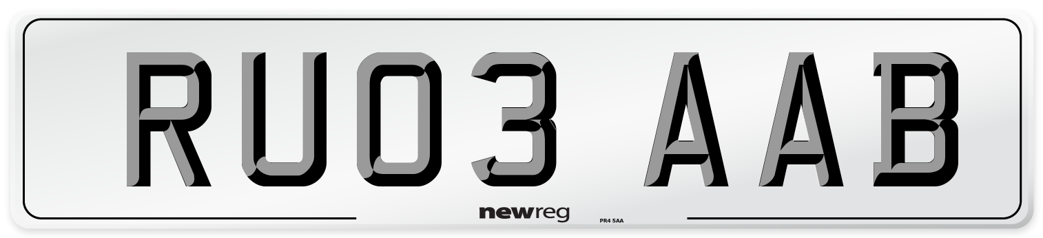 RU03 AAB Number Plate from New Reg